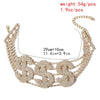 MOGAKU Exaggerated Dollar Pattern Clavicle Necklace for Women Punk Zircon Necklace Men Full Crystal Choker Jewelry