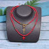 MOON GIRL 85cm Long Cross Pendant Necklace for Women  Colour Beads Boho Double Layer Statement Femme Choker