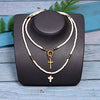 MOON GIRL 85cm Long Cross Pendant Necklace for Women  Colour Beads Boho Double Layer Statement Femme Choker