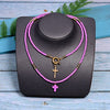 MOON GIRL 85cm Long Cross Pendant Necklace for Women  Colour Beads Boho Double Layer Statement Femme Choker