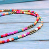 MOON GIRL 85cm Long Cross Pendant Necklace for Women  Colour Beads Boho Double Layer Statement Femme Choker