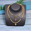 MOON GIRL 85cm Long Cross Pendant Necklace for Women  Colour Beads Boho Double Layer Statement Femme Choker