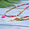 MOON GIRL 85cm Long Cross Pendant Necklace for Women  Colour Beads Boho Double Layer Statement Femme Choker