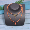 MOON GIRL 85cm Long Cross Pendant Necklace for Women  Colour Beads Boho Double Layer Statement Femme Choker