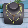 MOON GIRL 85cm Long Cross Pendant Necklace for Women  Colour Beads Boho Double Layer Statement Femme Choker