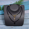 MOON GIRL 85cm Long Cross Pendant Necklace for Women  Colour Beads Boho Double Layer Statement Femme Choker