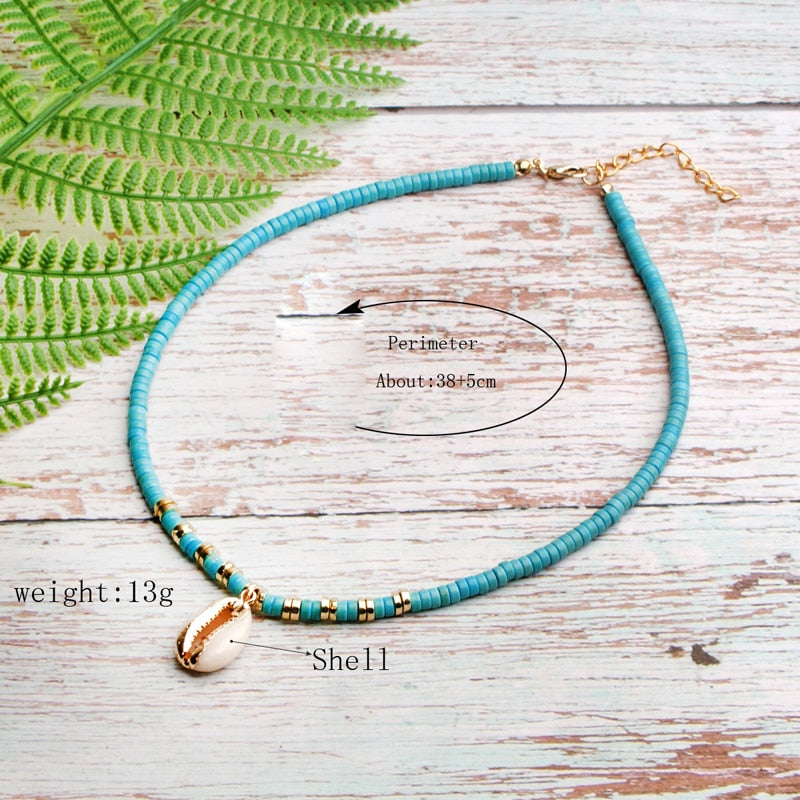 MOON GIRL Boho Natural Shell Choker  Cowrie Statement Bib Collier Femme Vintage Necklace Pendant Women