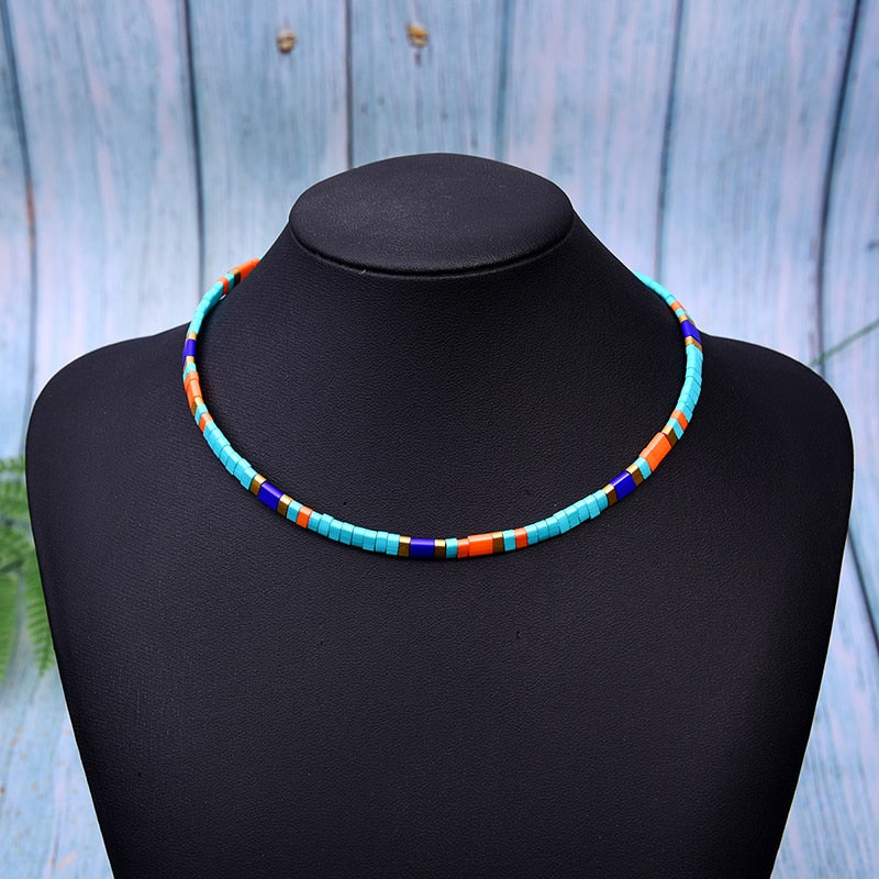 MOON GIRL Miyuki Tila Beads Choker for Women  Boho Unique Design Handmade Collier Femme Jewelry