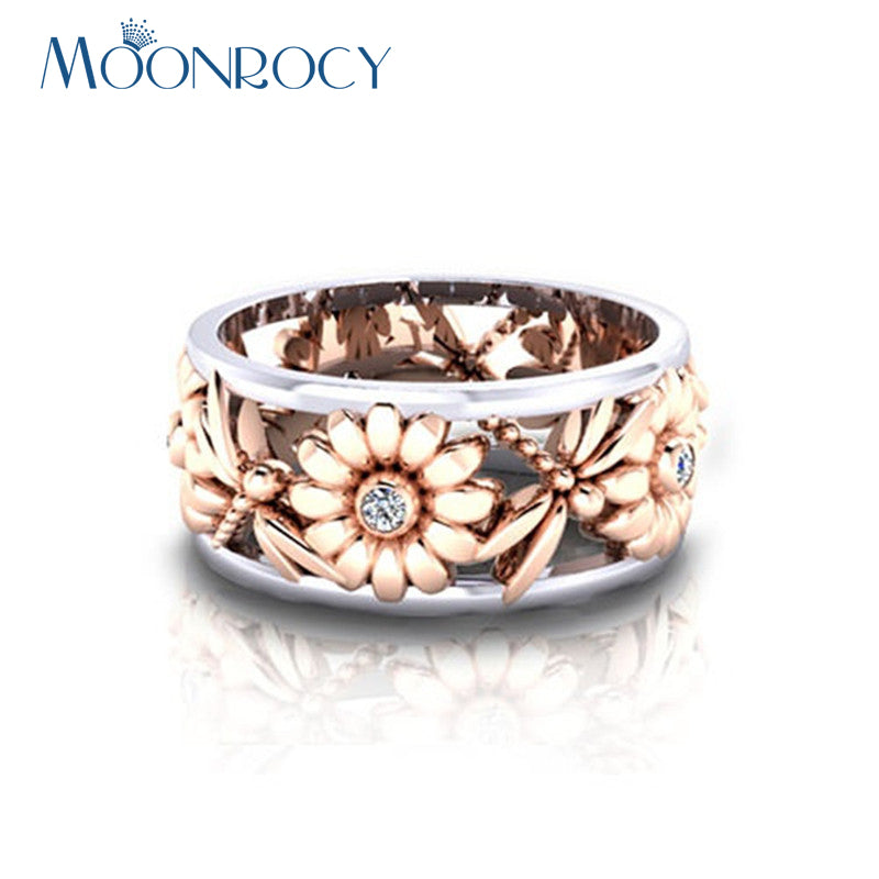 Drop Shipping Jewelry Wholesale New Silver Color Rose Gold Color Cute Chrysanthemum Flower Rings for Women Girls Gift