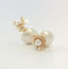 Rose Gold Color Fashion Crystal imitation pearl earrings sweet color flower two sides earring for women