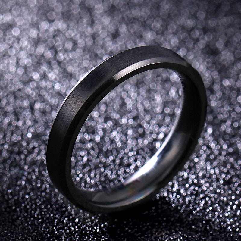 MOREDEAR 4mm Dull Polish Black Color Titanium Ring For Men amd Women