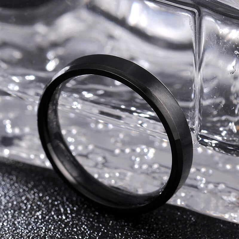 MOREDEAR 4mm Dull Polish Black Color Titanium Ring For Men amd Women
