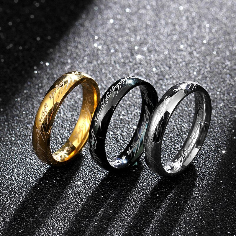 MOREDEAR  Movie men's finger Rings the one ring Titanium Stainless Steel gold Ring 6MM for men's gifts wedding men jewelry