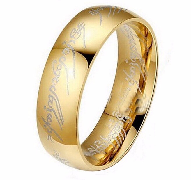 MOREDEAR  Movie men's finger Rings the one ring Titanium Stainless Steel gold Ring 6MM for men's gifts wedding men jewelry