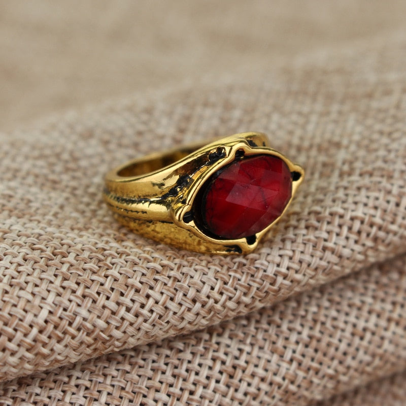 MQCHUN  Movies Jewelry The Vampire Diaries Ring Elena Gilbert Daylight Rings Vintage Crystal Ring Blue Lapis Cosplay Gift