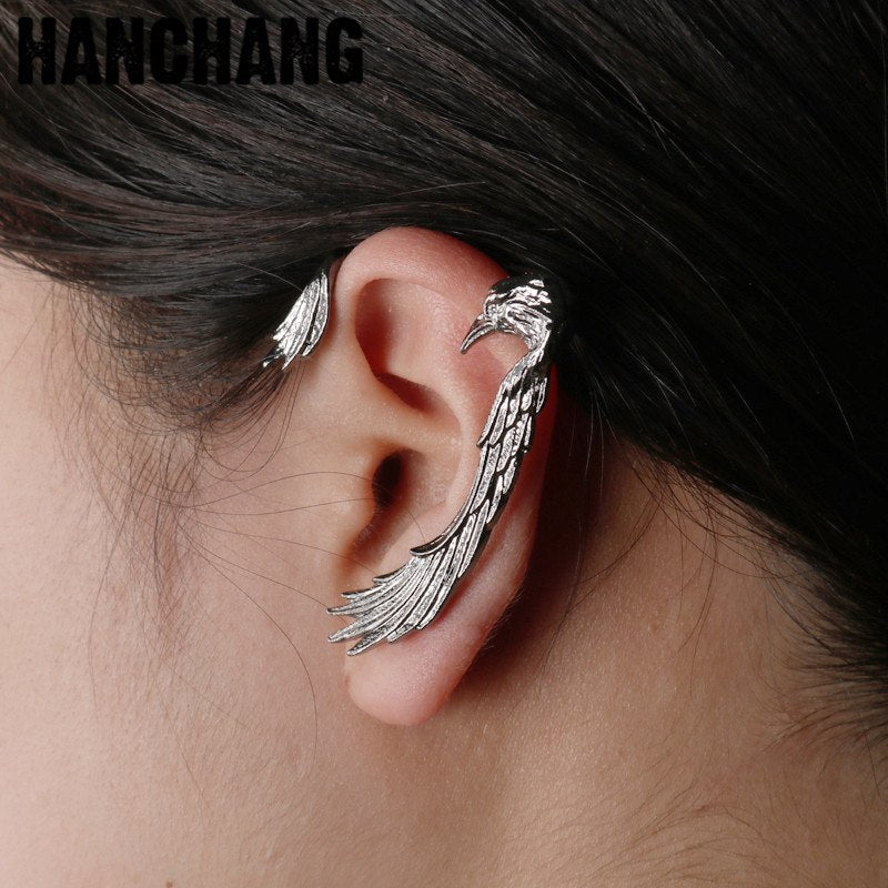 Gothic Punk Earrings Game of Thrones Ear Cuff Clip Piercing Earring Black Vintage Jewelry Beautiful Wing Earrings -15