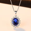 7mm*9mm Oval Shape Solitaire Natural Sky Blue Topaz Stone Pendant 925 Sterling Silver Charms Chain Necklace for Women