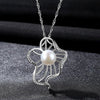 925 Sterling Silver Necklace Natural AAAA Pearl Pendant Flower Necklace for Women Fine Jewelry Lover FN0099