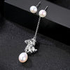 Dangle Earrings Silver 925 With Pearls For Women Cute Korean Bear Statement Long Drop Earrings FE0151