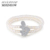 Natural Pearl Silver 925 Bracelet 5-5.5mm Bread Pearls Elegant and Romantic Style For Women Girls Birthd Party FB0006