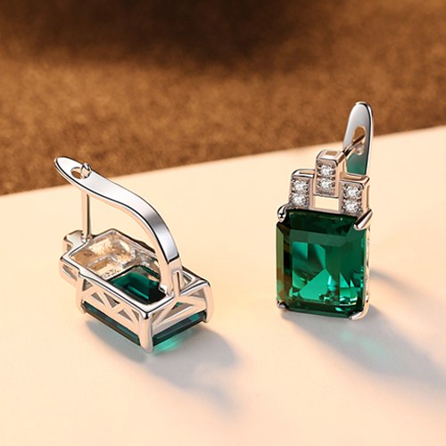 Oval 1.8 Carat Natural Emerald Birthstone Stud Earrings Solid 925 Sterling Silver Fine Jewelry for Women SE0110