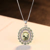 Oval Shape Olive Green Topaz Genuine Solid 925 Sterling Silver Pendant Necklace Fine Jewelry For Women Gift SilverSN0103
