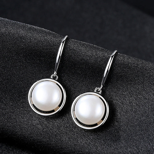 S925 Sterling Silver Earrings with 8-9mm Natural Pearl Long Drop Earrings for Women Fine jewelery FE0164