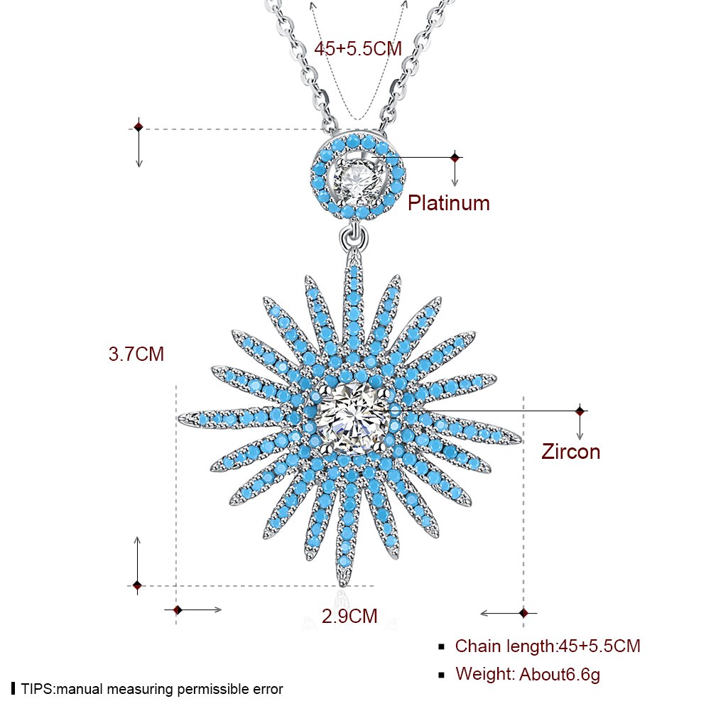 925 Sterling Silver White & Rose Color Exquisite Big Flower Pendant Necklaces for Women Blue CZ Fine Jewelry SVXL7060