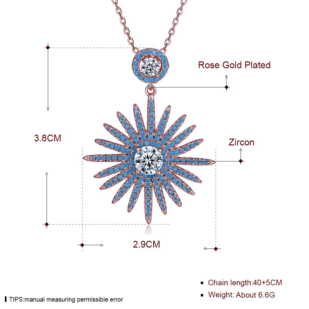 925 Sterling Silver White & Rose Color Exquisite Big Flower Pendant Necklaces for Women Blue CZ Fine Jewelry SVXL7060