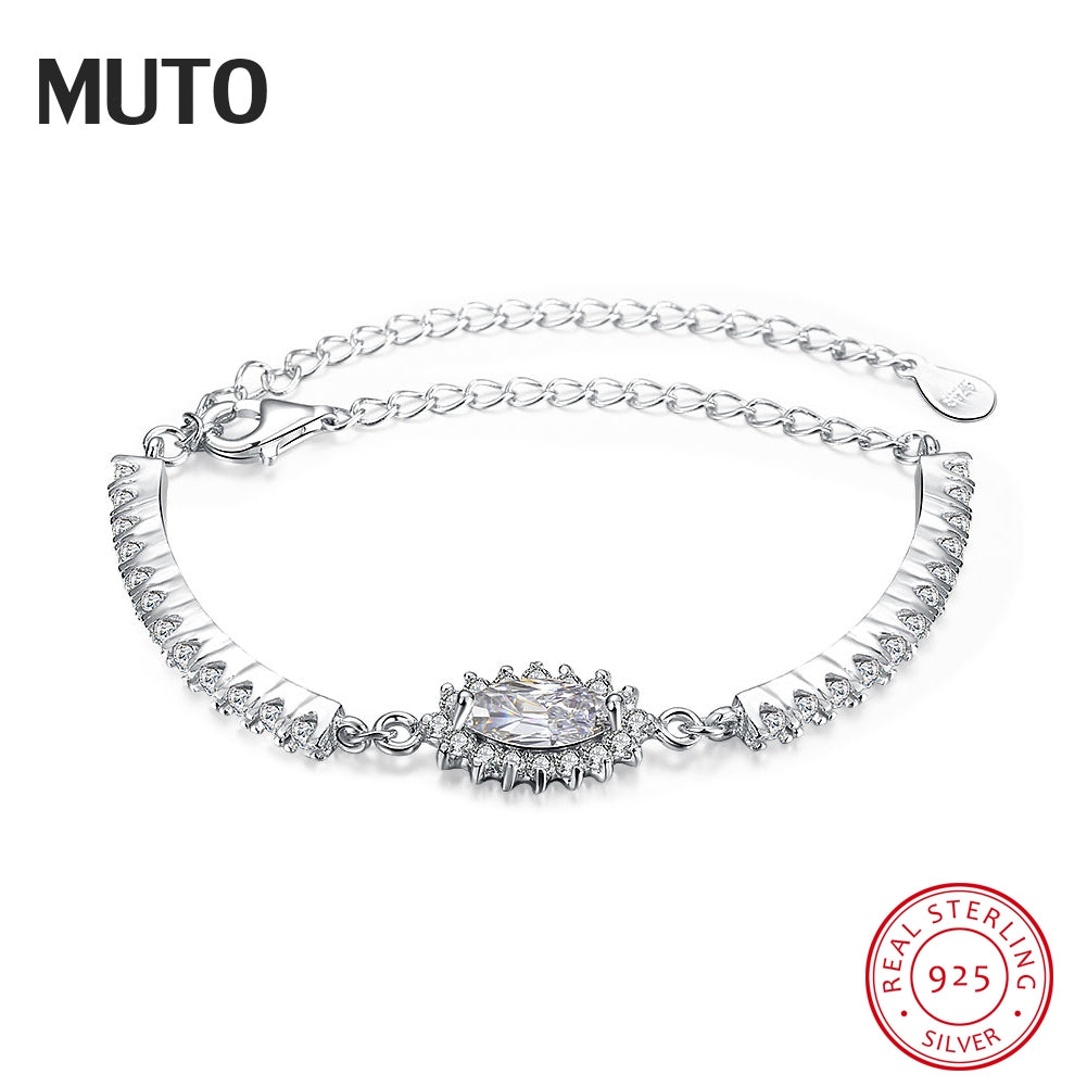 Brand European AAA CZ 925 Sterling Silver ID Bracelets for Women Hand Chain 20cm Fine Jewerly for Girl friend SVSZ3849