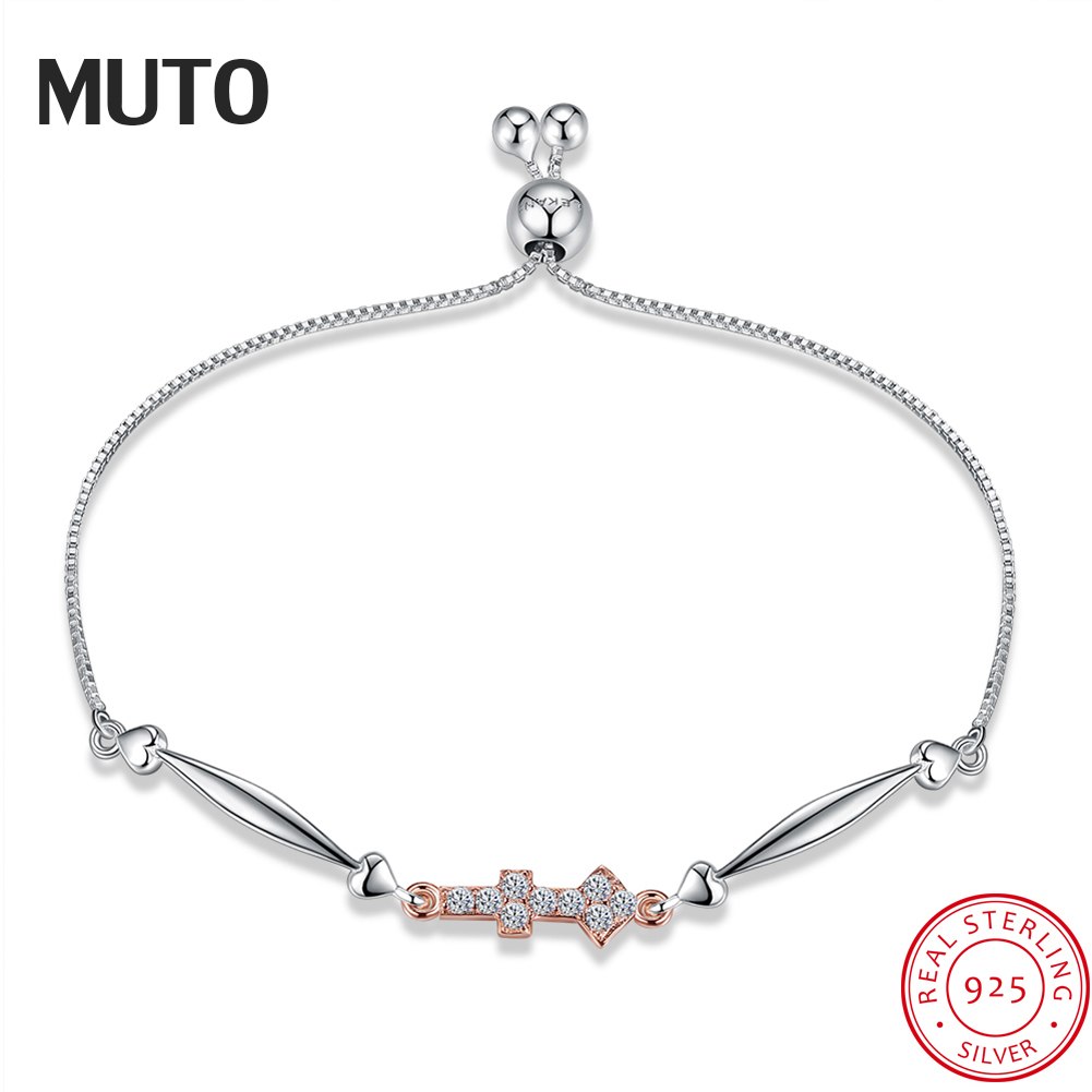 Constellation Series Sagittarius 925 Sterling Silver Jewelry Rose Gold Color Adjustable Women Bracelets & Bangles SVSZ3903