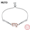 Constellation Series Virgo Style 925 Sterling Silver Jewelry CZ Rose Gold Color Adjustable Bracelet for Women Lady SVSZ3902