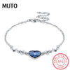 New Arrival 925 Sterling Silver Ocean Heart Blue Crystal from Austria Fine Bracelet Jewelry for Luxury women Lady SVSZ3865