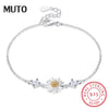 Original Cute Tiny Flower S925 Chain Simple Female Zircon Silver Bracelet Sterling Silver Jewelry For Lady SVSZ3927