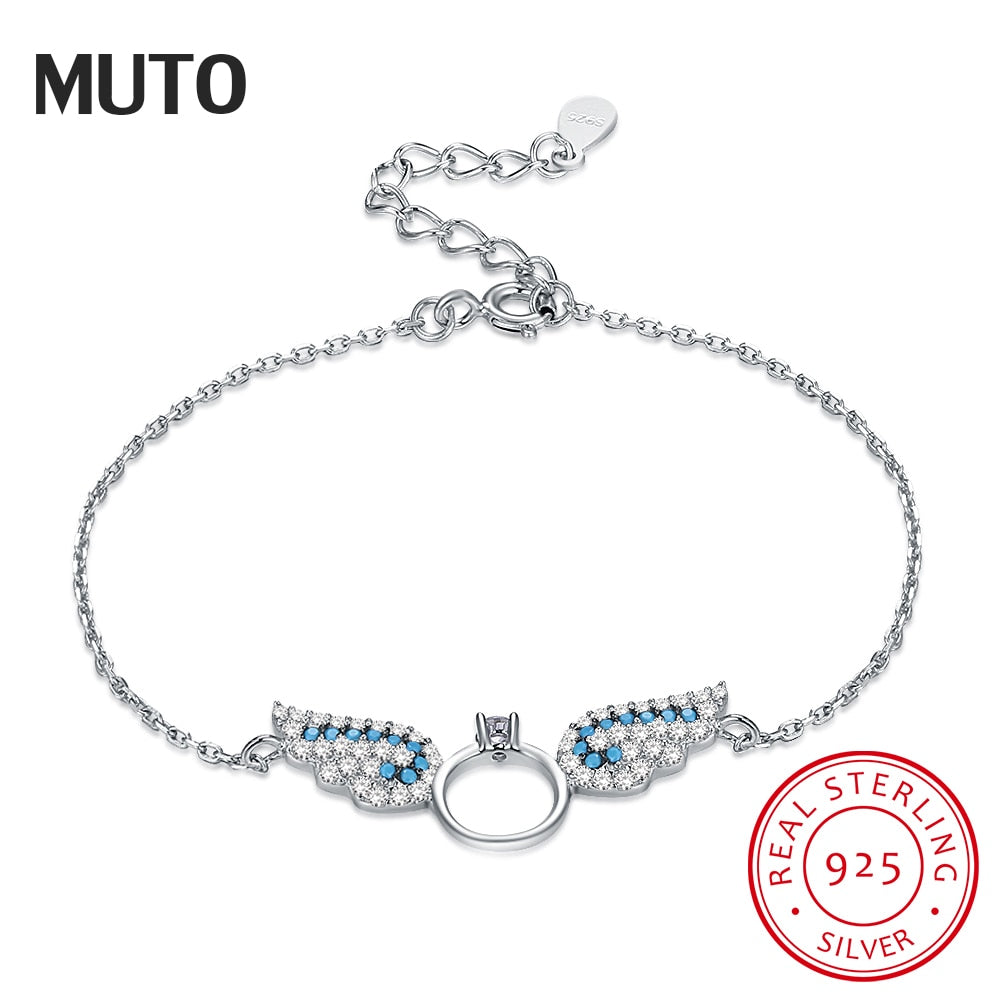 Original Flying wings 925 Sterling Silver Jewelry Unique Zircon Design Women Chain Bracelet SVSZ3922