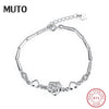 Rose Flower Heart AAA CZ 925 Sterling Silver Fashion Bracelets 20cm Women Fine Jewelry Wholesale SVSZ3853