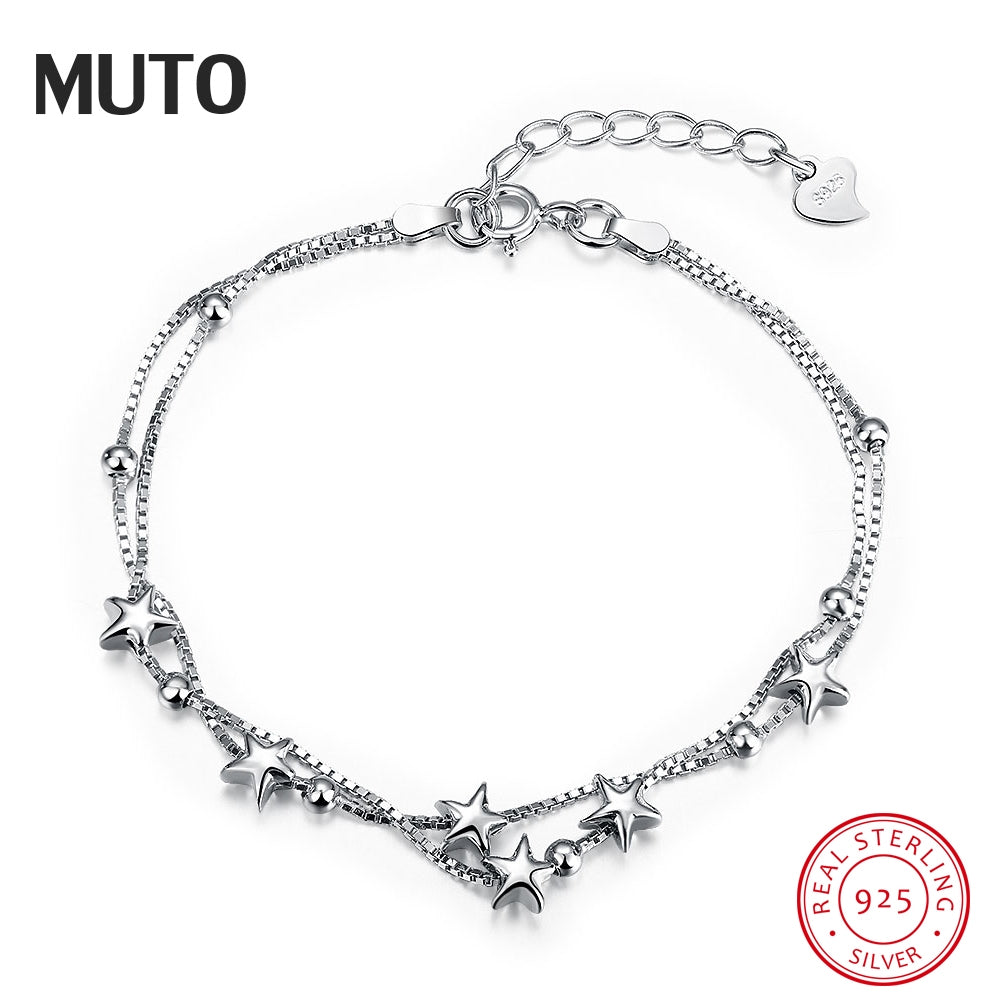Simple Star Chain & Link Bracelets 925 Sterling Silver Fine Jewelry Fashion bracelet femme joyas de plata 925 SVSZ3851