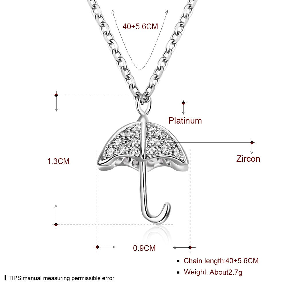 Umbrellas Pendant Zircon Women's 925 Sterling Silver Necklace Rose Color Woman Fine Jewelry Wholesale SVXL7064