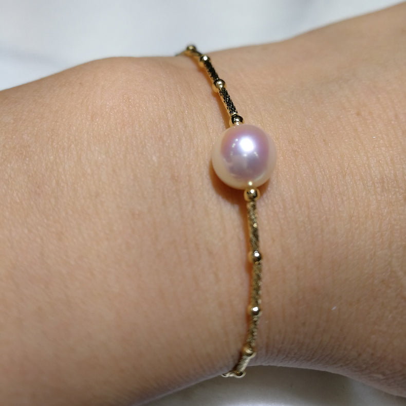 MYDEAR Fine Pearl Jewelry Top Design Women Natural White Akoya Pearls Bracelets Jewelry Cute Gold Chain & Link Bracelets
