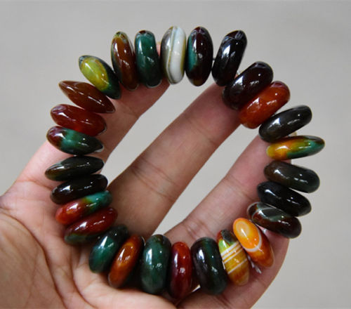 Madagascar's Crazy Agate Beads 18x8 MM Elastic Bracelet Chakra Energy Bracelet