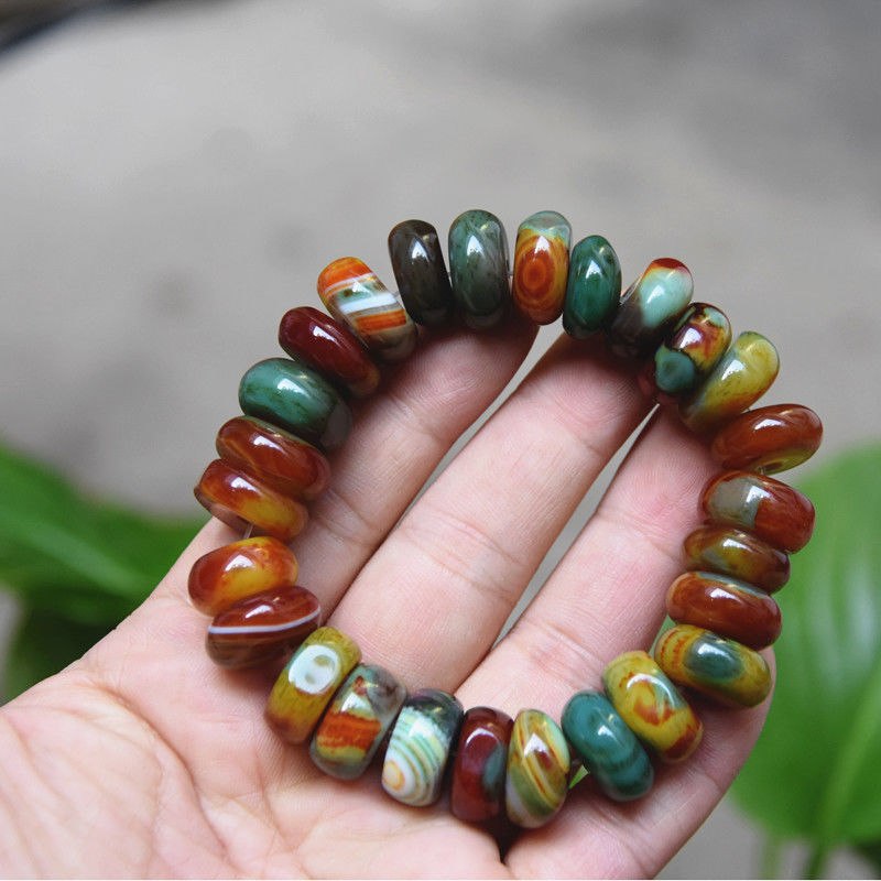 Madagascar's Crazy Agate Beads Elastic Bracelet Chakra Energy Bracelet1X Random