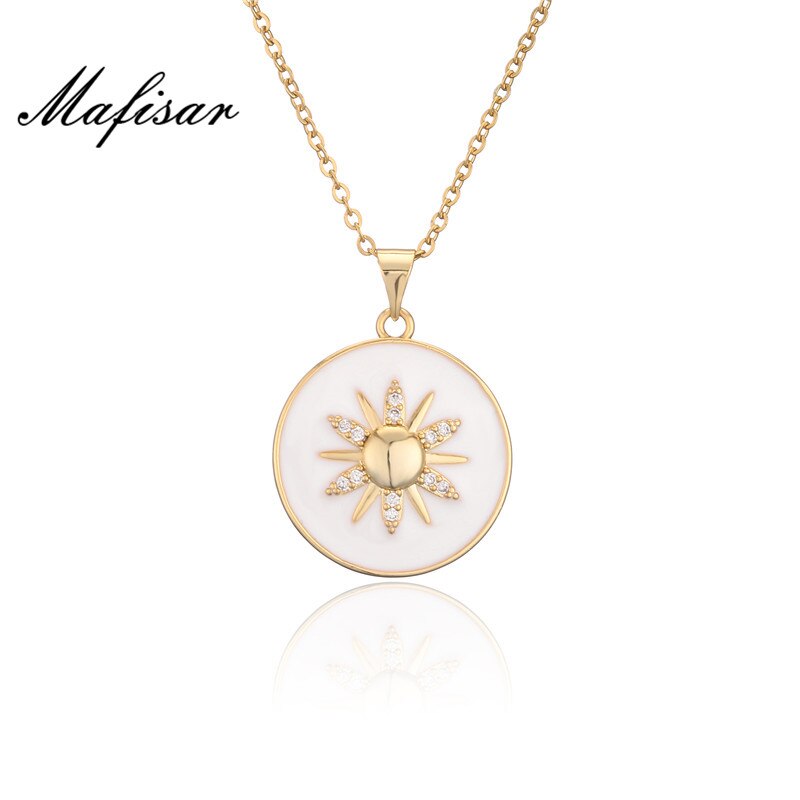 Mafisar-collar con colgante redondo para mujer y hombre, joyería de fiesta con patrón de sol clásico