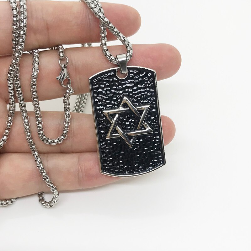 Magen David Pendant Israel Chain Necklaces Men Women Alloy Judaica Silver Color Jewish Jewelry
