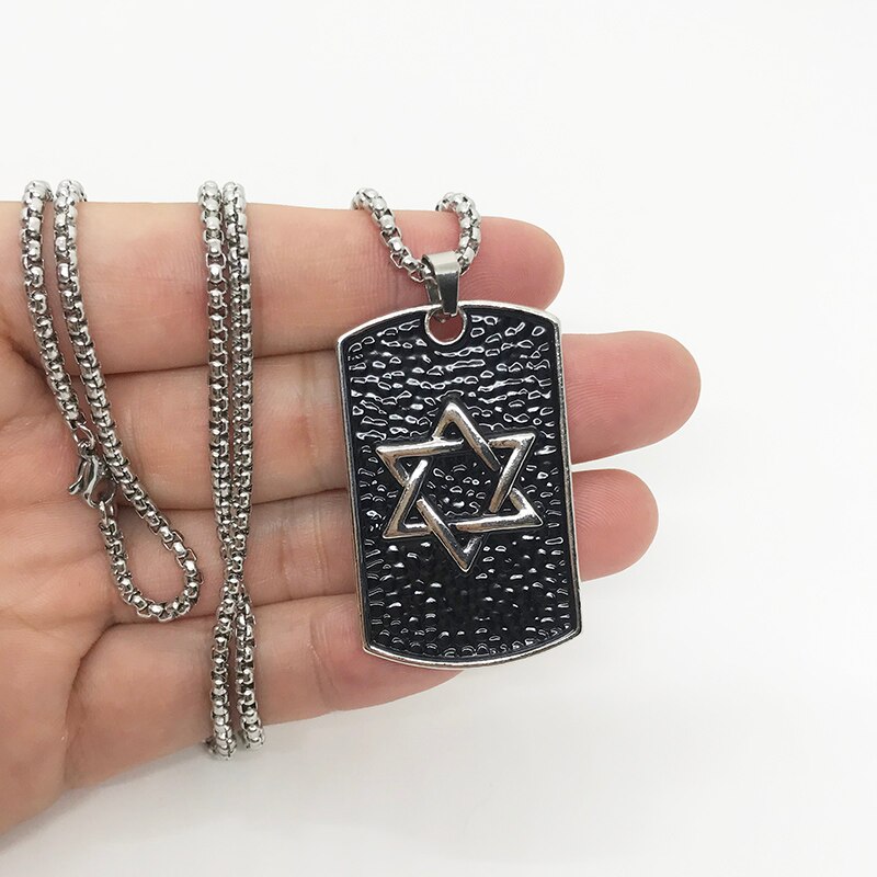 Magen David Pendant Israel Chain Necklaces Men Women Alloy Judaica Silver Color Jewish Jewelry