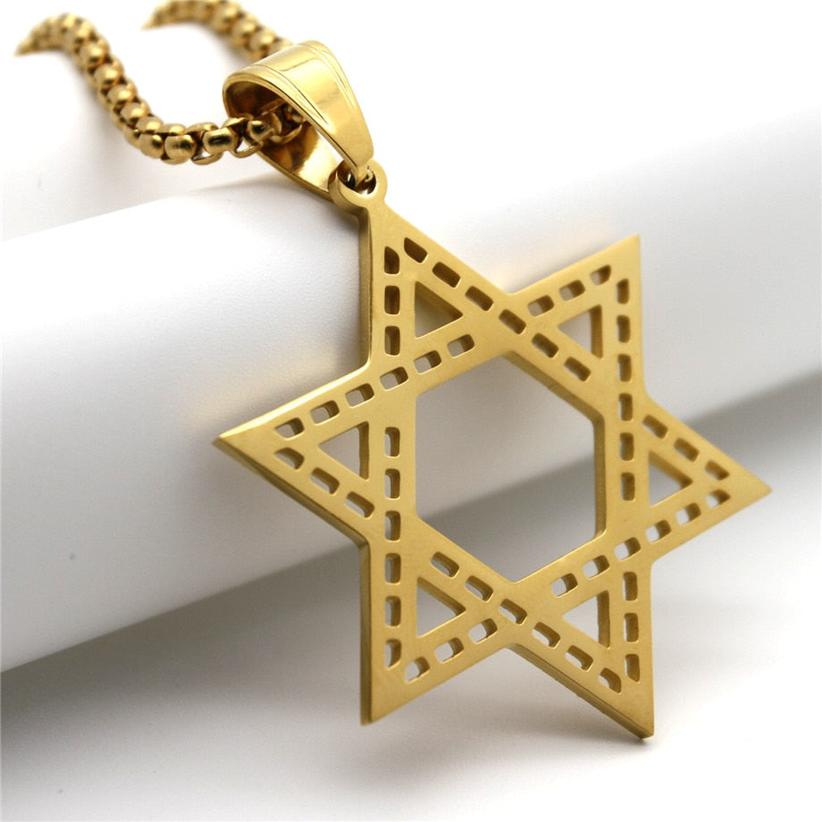 Magen Star Of David Pendant Israel Necklace Women Stainless Steel Judaica Gold Color Jewish Men Jewelry Dropship YJM005