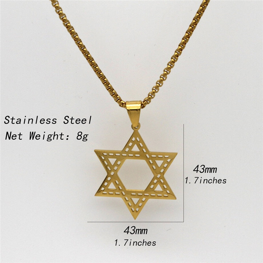 Magen Star Of David Pendant Israel Necklace Women Stainless Steel Judaica Gold Color Jewish Men Jewelry Dropship YJM005