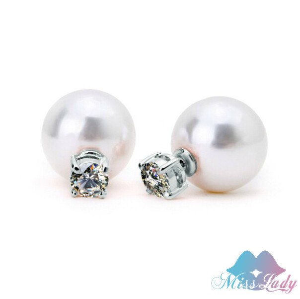 Rose Gold Color Crystal Princess simulated pearl Stud Earrings Wholesales Fashion Jewelry for women MKY5131