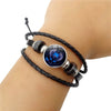 Magic School Salazar Slytherin Glass Buckle Charm Bracelet  Jewelry Handmade DIY Multilayer leather wrap bracelet