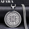 Magic Talisman Stainless Steel Necklace wheel of fortune (Agla-INRI) Protection of angel Silver Color Necklace Jewelry N3703S02