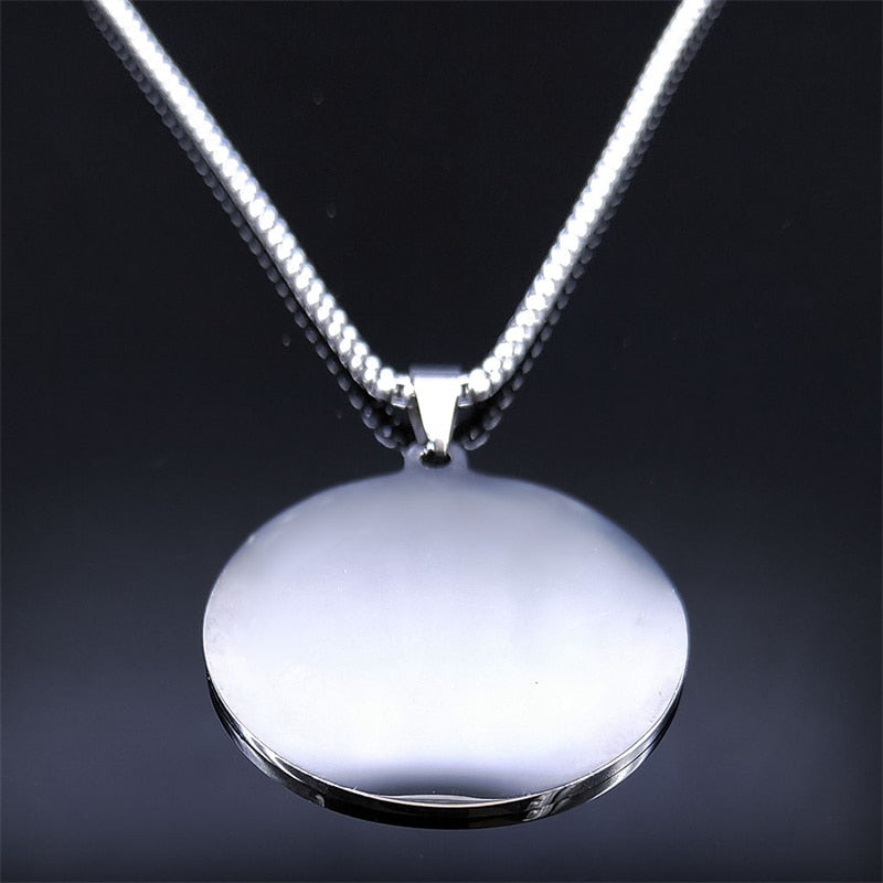 Magic Talisman Stainless Steel Necklace wheel of fortune (Agla-INRI) Protection of angel Silver Color Necklace Jewelry N3703S02